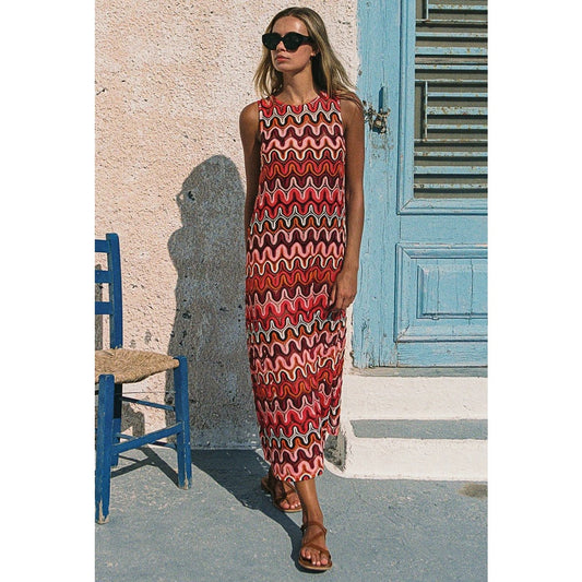 Mister Zimi Knit Abstract Print Goldy Midi Dress