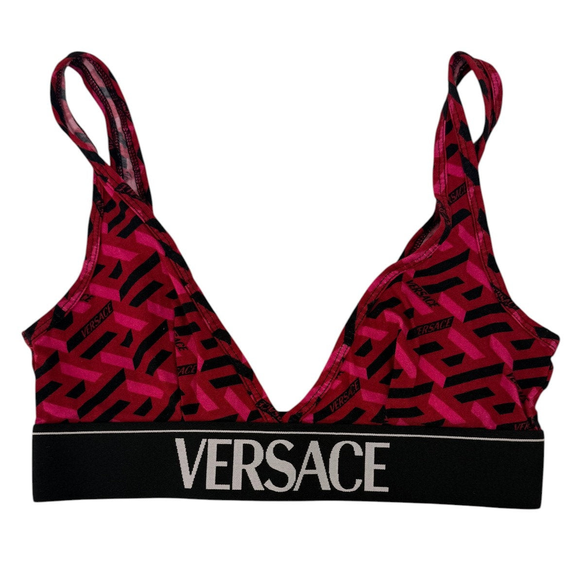 Versace Greca Print V-Neck Sports Bra