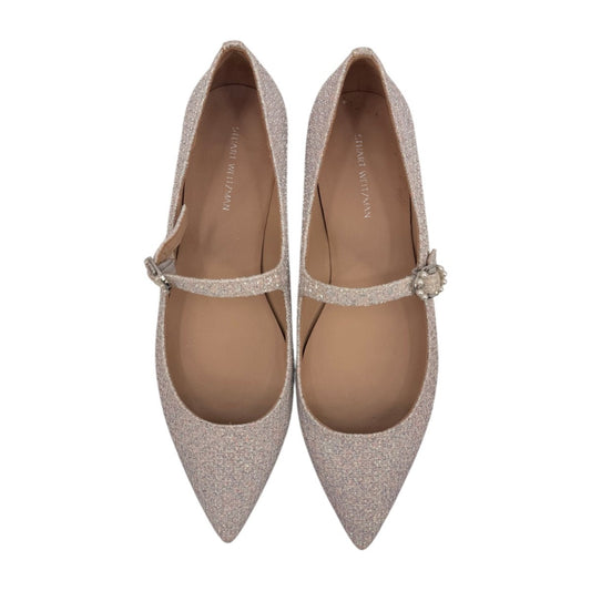 Stuart Weitzman Dazzle Flat Glitter Pointed Toe Mary Jane Flats