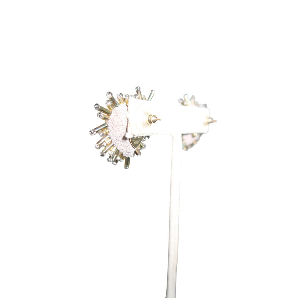 Olivia Dar Sparkle Heart Silk Earrings Silver Gold Beaded Heart Studs