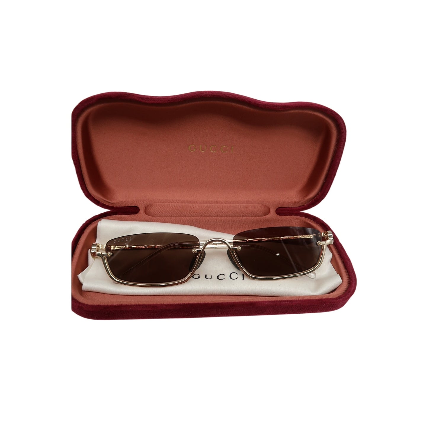 Gucci Rectangular Metal Frame Sunglasses Black