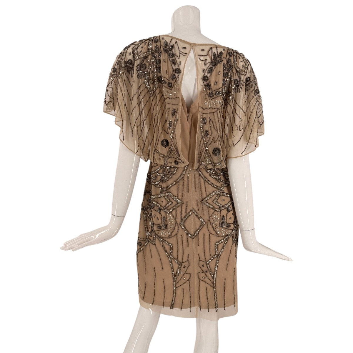 Aidan Mattox Beaded V-Neck Cocktail Mini Dress