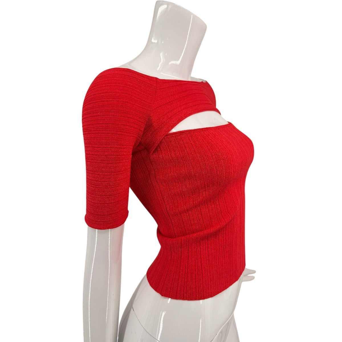 Stella McCartney Off Shoulder Cut Out Textured Knit Top