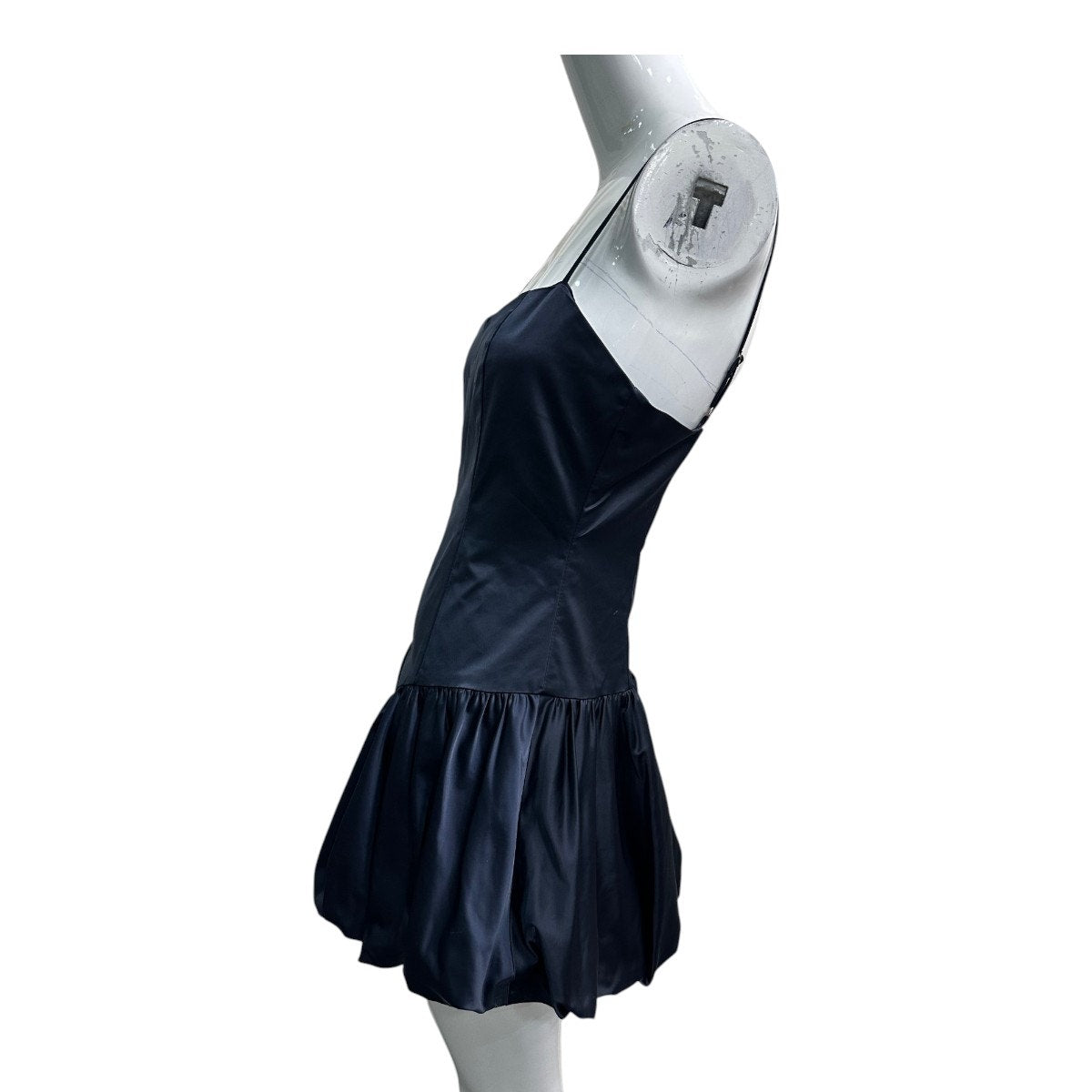 Lioness Satin Dollhouse Mini Dress Navy Satin Bubble Hem