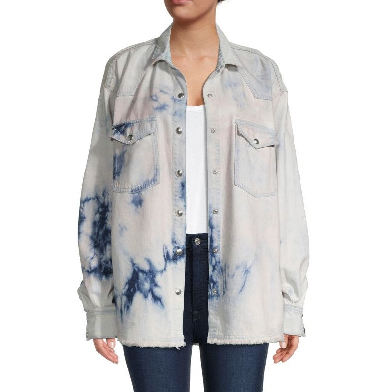 Iro Paris Wash Cotton Inola Tie-Dye Collared Trucker Jacket