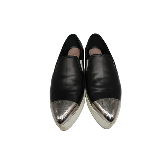 Miu Miu Leather Metal Cap Toe Pointed Platform Sneakers