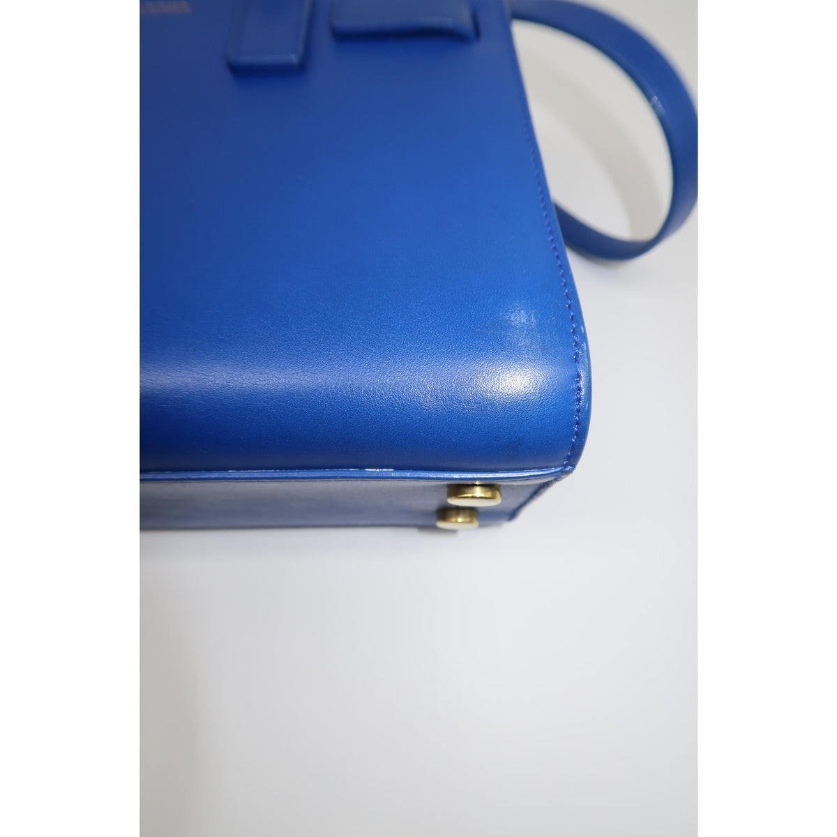 Saint Laurent Classic Sac De Jour Tote Bag Blue Leather Logo Accent