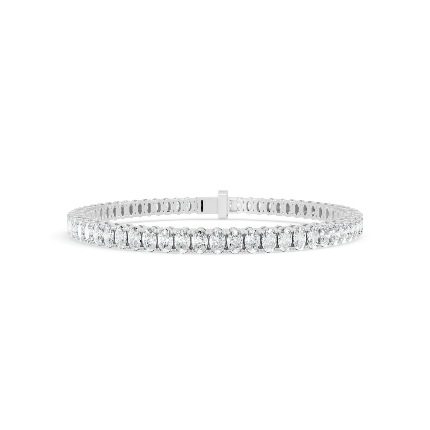 7.11 ctw Diamond Oval Braclate 14K White Gold Tennis Bracelet