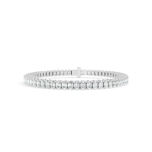 7.11 ctw Diamond Oval Braclate 14K White Gold Tennis Bracelet