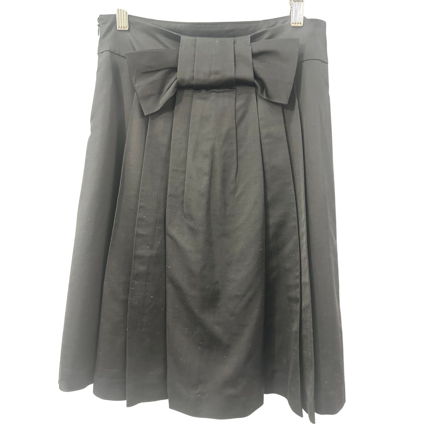 RED Valentino Silk Blend Bow Front Pleated A-Line Midi Skirt