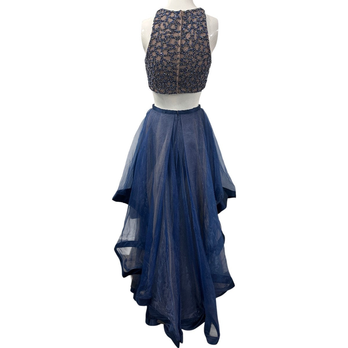 Glamour By Terani Couture Beaded Top Mesh Organza Ballgown Skirt Set