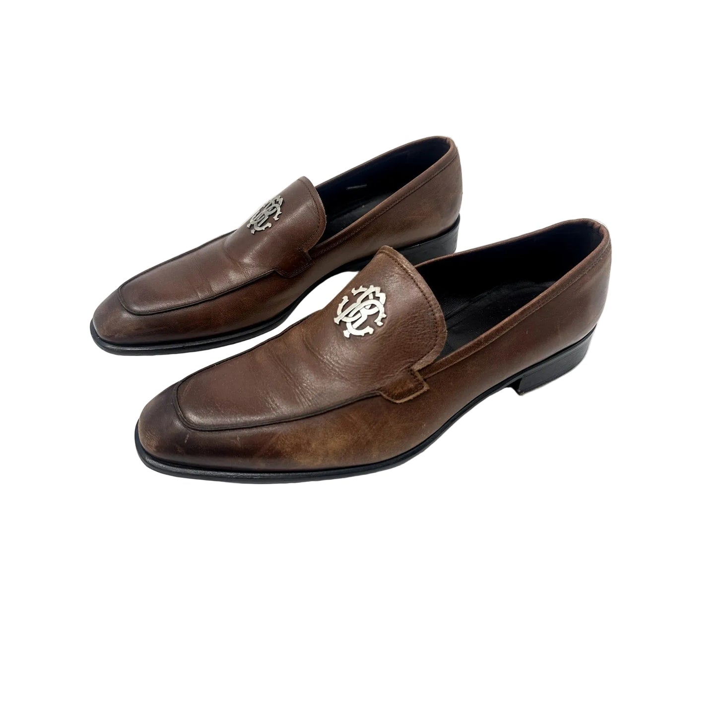 Roberto Cavalli Leather Logo Accent Slip On Loafers Flats
