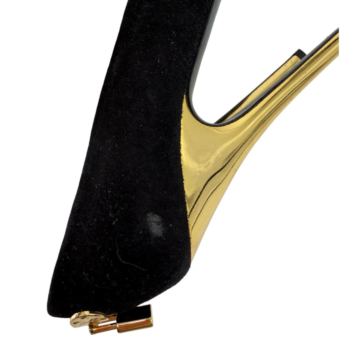 Louis Vuitton Suede Oh Really Heel Lock Peep Toe Pumps Black Women's Size 37