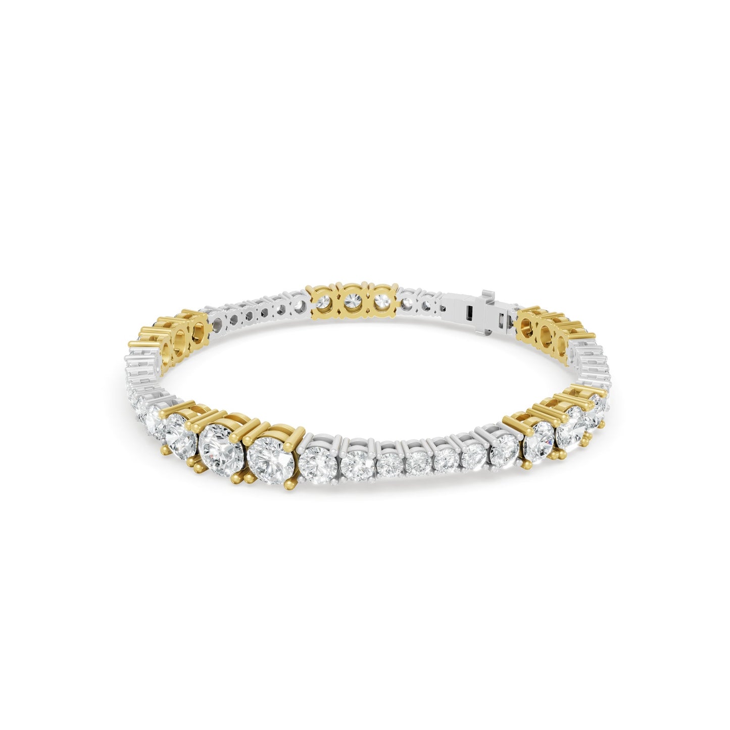 9.41 ctw Diamond Mix Twotone Rivera 14K White Gold Tennis Bracelet