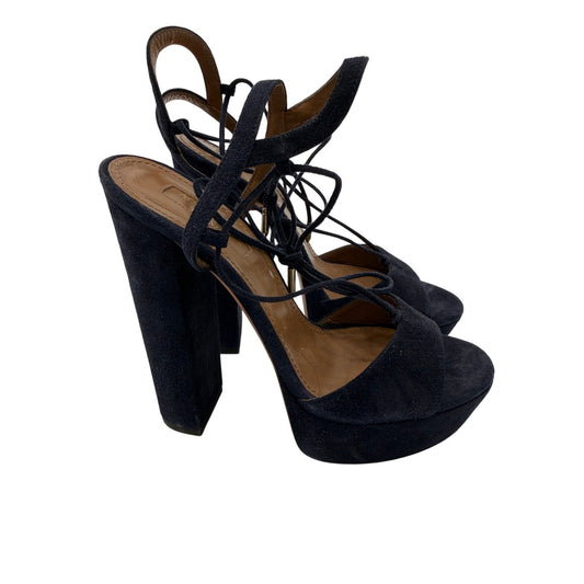 Aquazzura Suede Austin Lace Up Strappy Platform Sandals