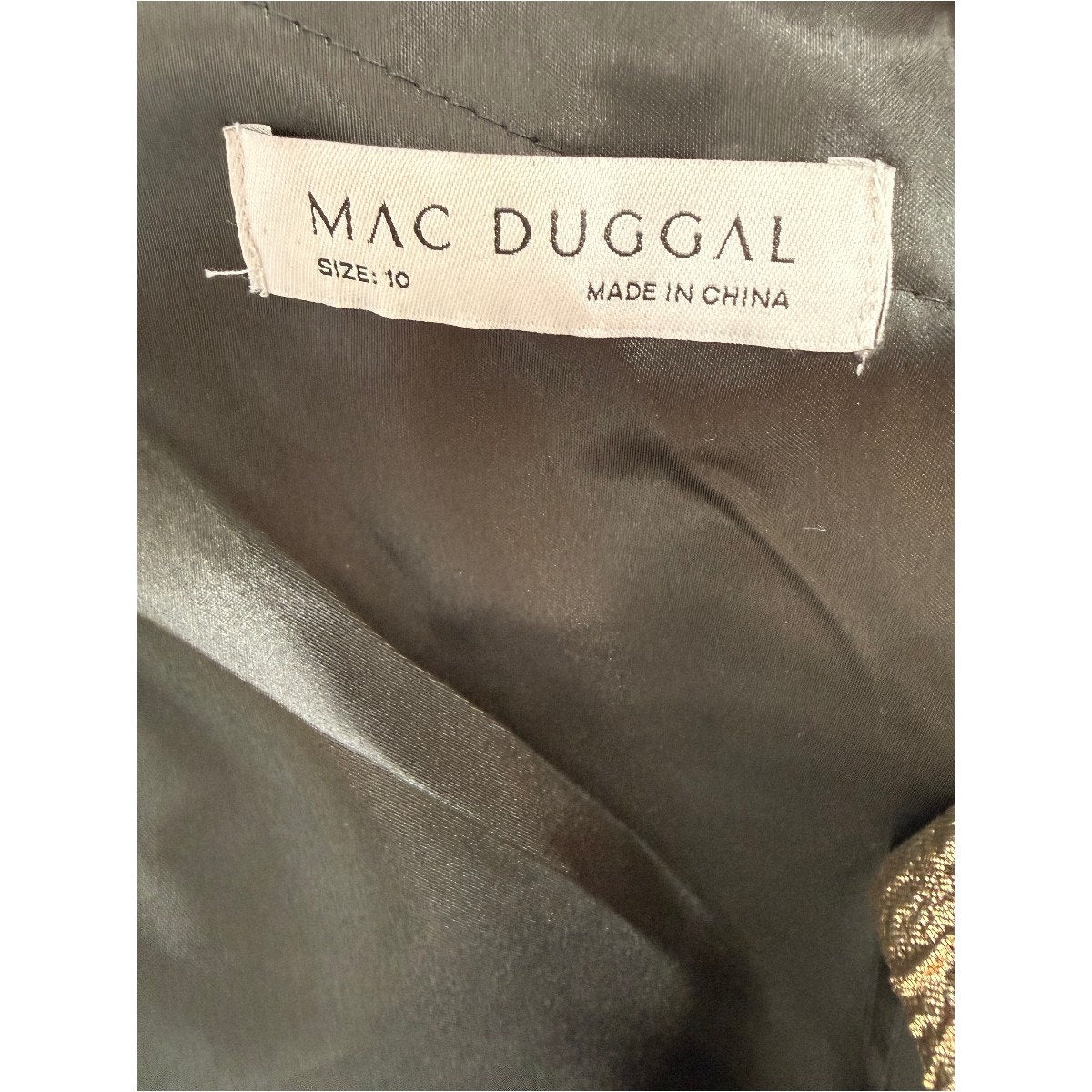 Mac Duggal Metallic One Shoulder Bow Maxi Dress