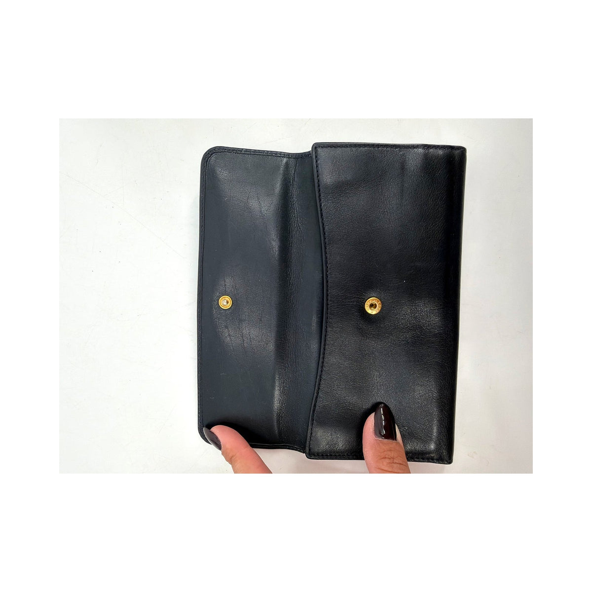 Gucci Black Leather Bamboo Accent Continental Long Wallet