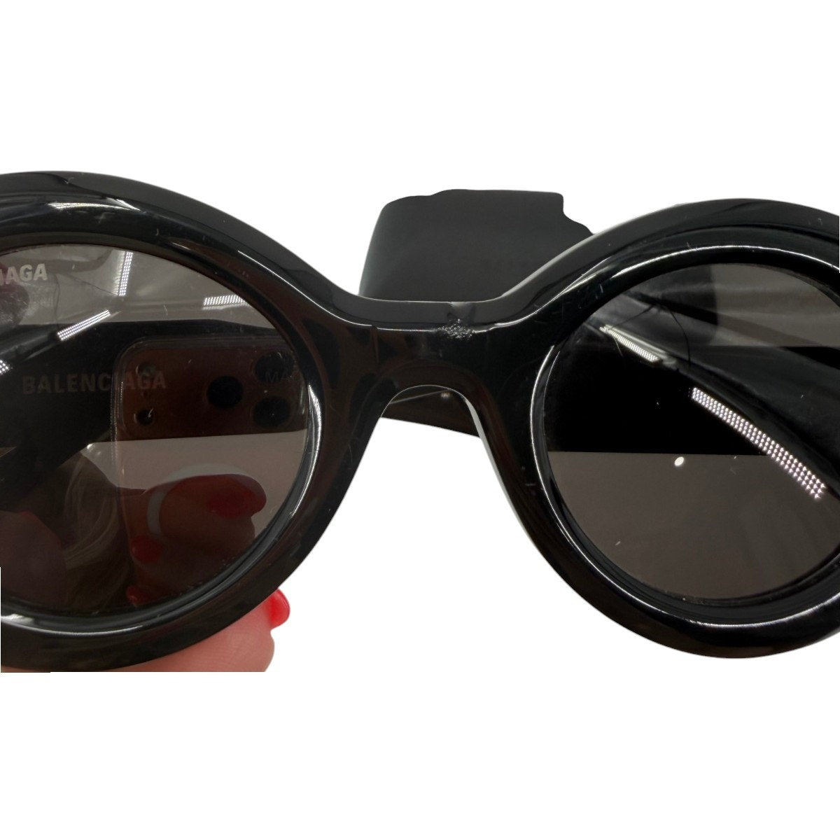 Balenciaga Acetate Round Frame Sunglasses Black