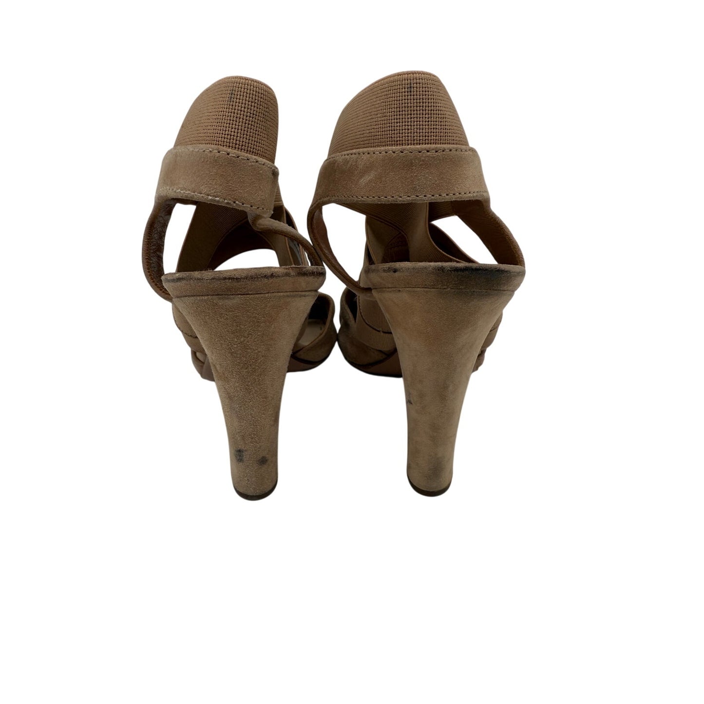 Prada Suede Elastic Strappy Heeled Sandals