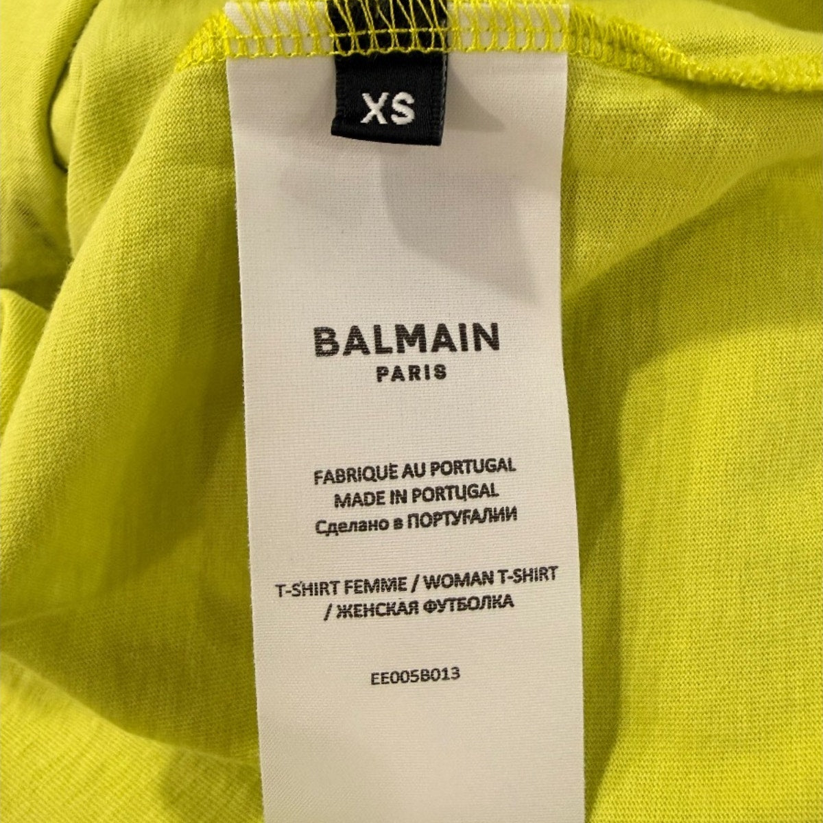 Balmain Cotton Cropped Short Sleeve T Shirt Neon Yellow Women's Size XS