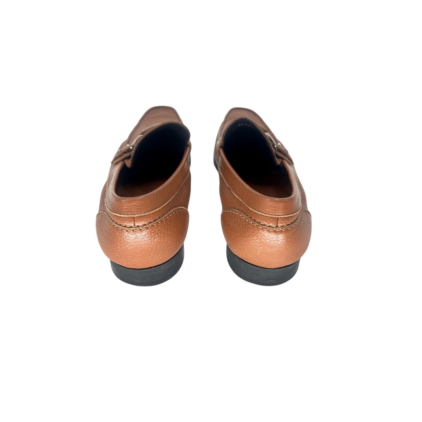 Salvatore Ferragamo Gancini Pebbled Leather Loafers Brown Men's Size 12 D