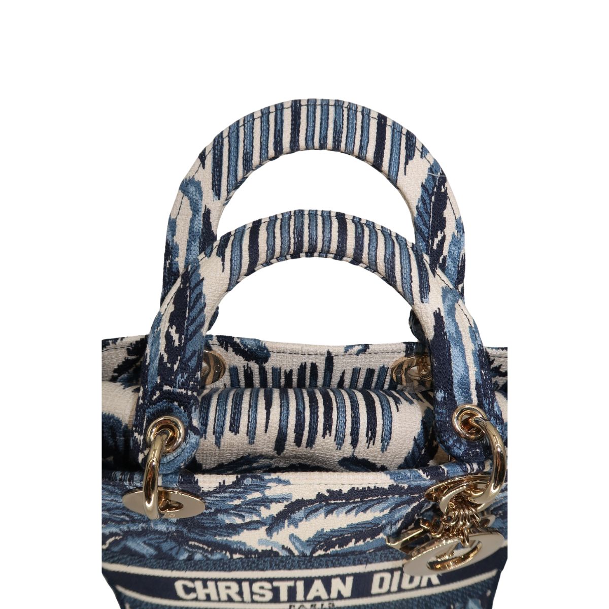 Christian Dior Canvas Embroidered Lady D-Lite Palm Tree Toile De Jouy Bag