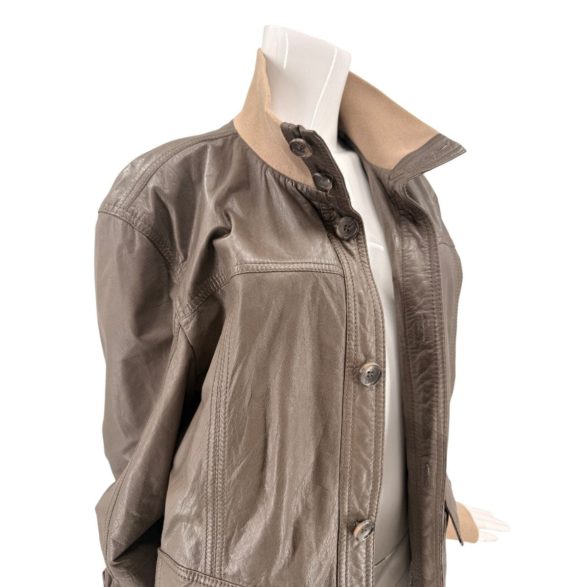 D&G Dolce & Gabbana Goatskin Leather Bomber Field Jacket Brown Men's Size 58