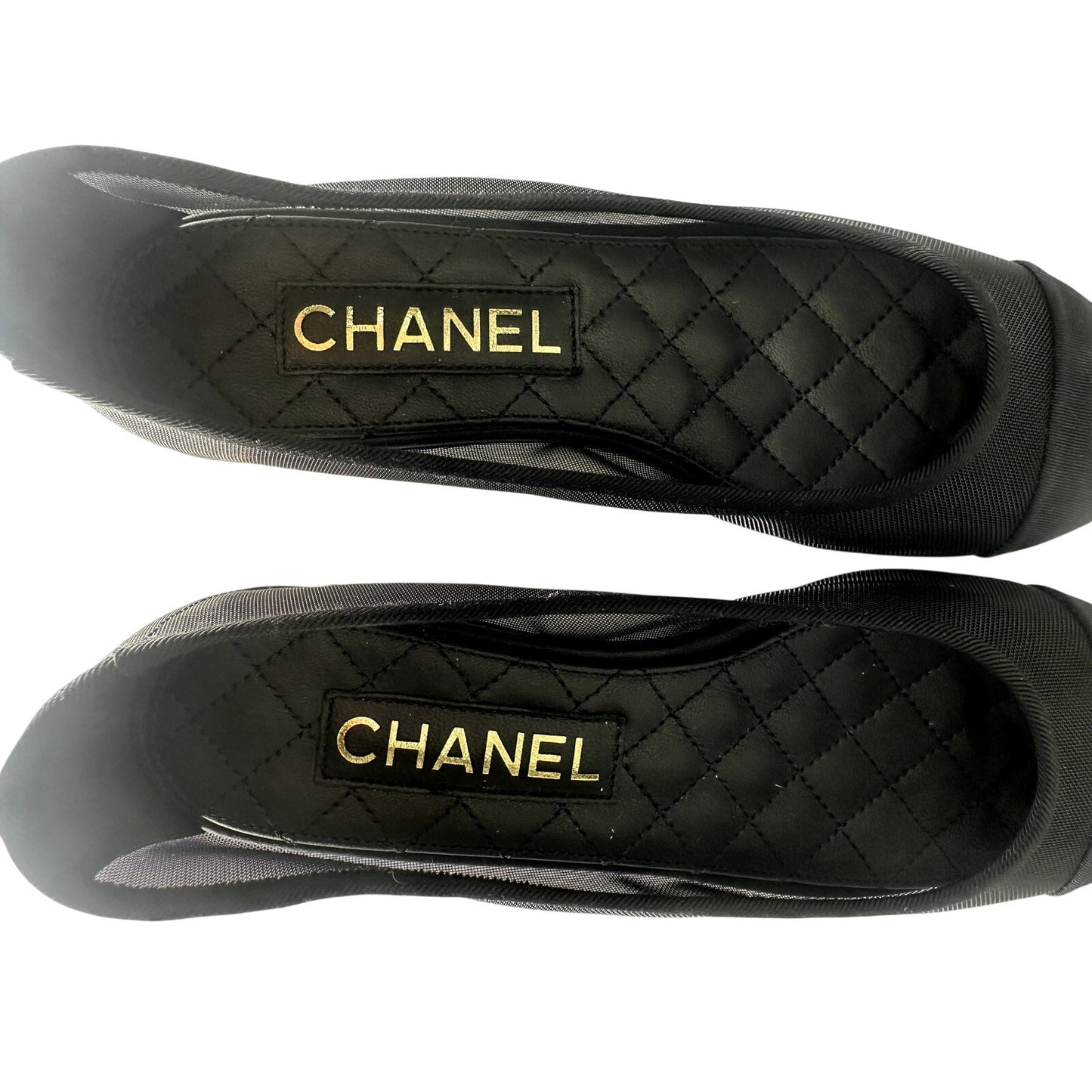Chanel Mesh Interlocking CC Logo Ballet Flats