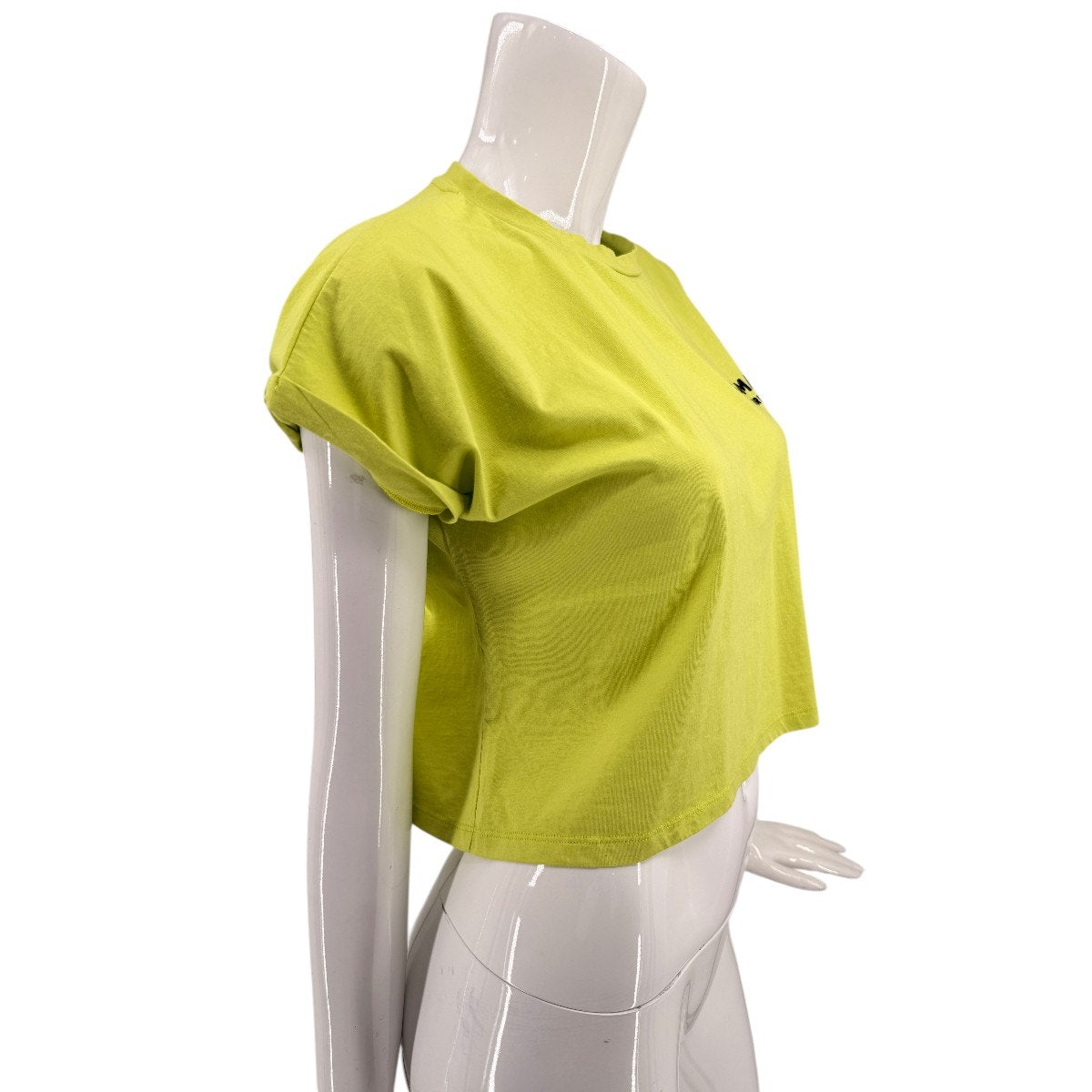 Balmain Cotton Cropped Short Sleeve T Shirt Neon Yellow Women's Size XS