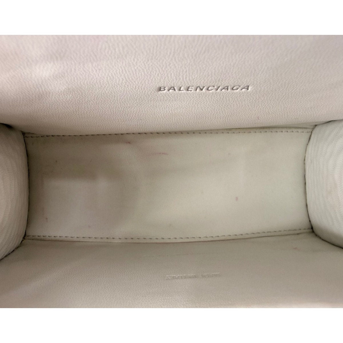Balenciaga Hourglass Croc Embossed Leather Top Handle Bag White