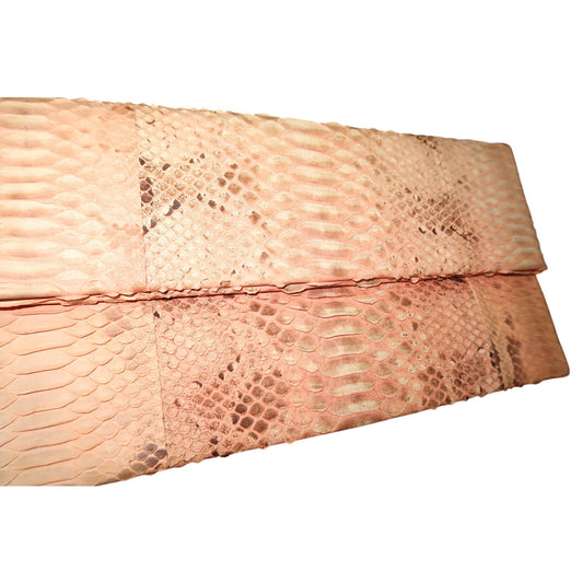 Toya Tan Pink Python-Textured Envelope Clutch Blush Snakeskin Foldover Bag