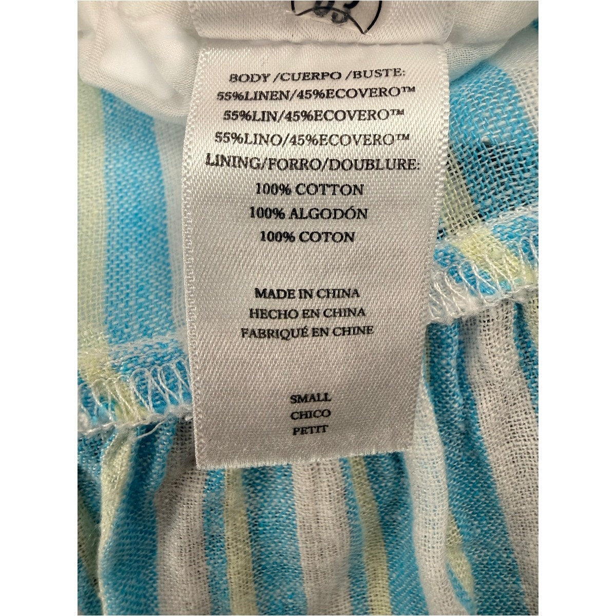 Rails Augustine Laguna Stripe Linen Blend Smocked Mini Dress Blue Women's Size S