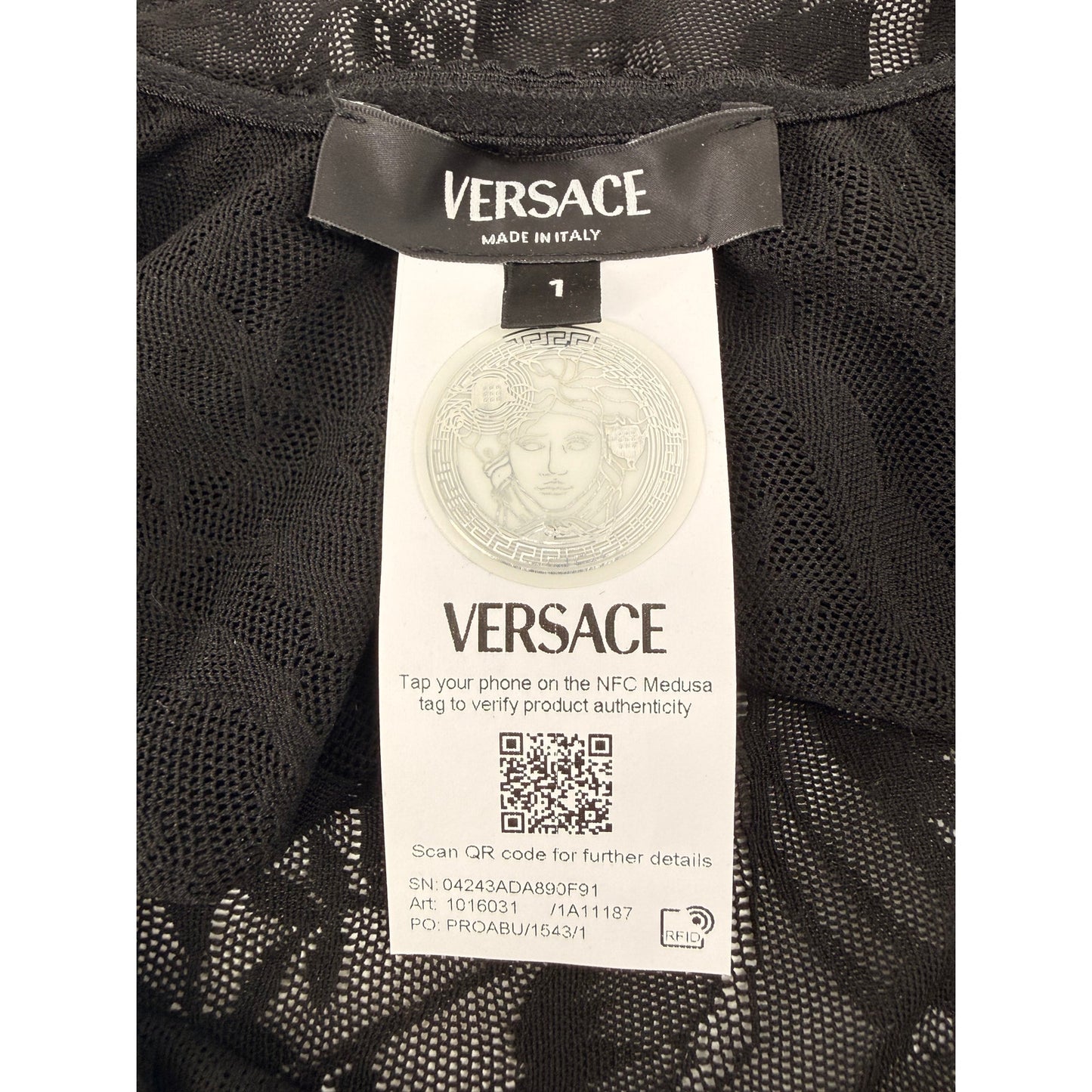 Versace Black Baroque Jacquard Tulle Sheer Cropped Tank Top