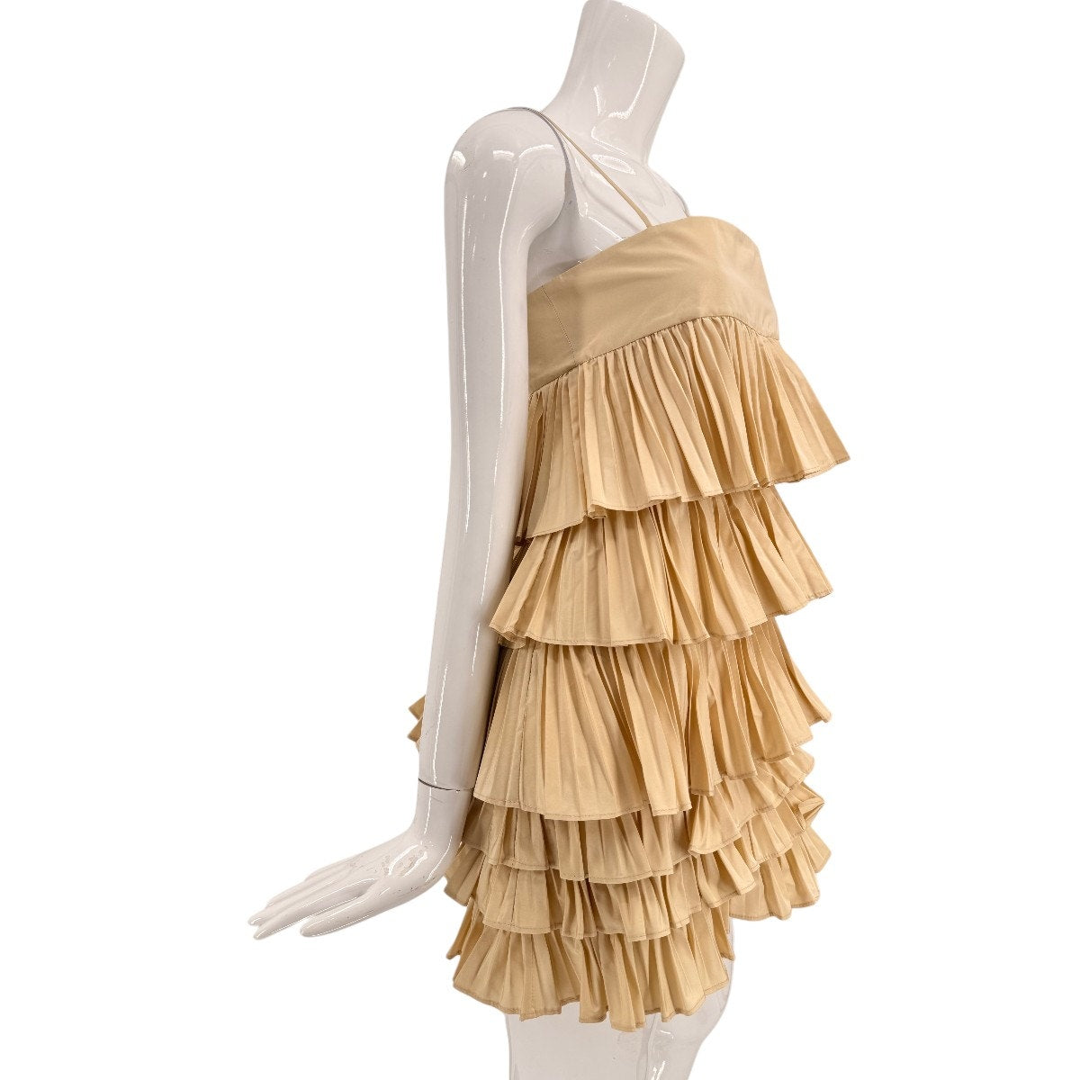 Alexis Corsini Pearl Tiered Plissé Ruffle Mini Dress Women's Size Small
