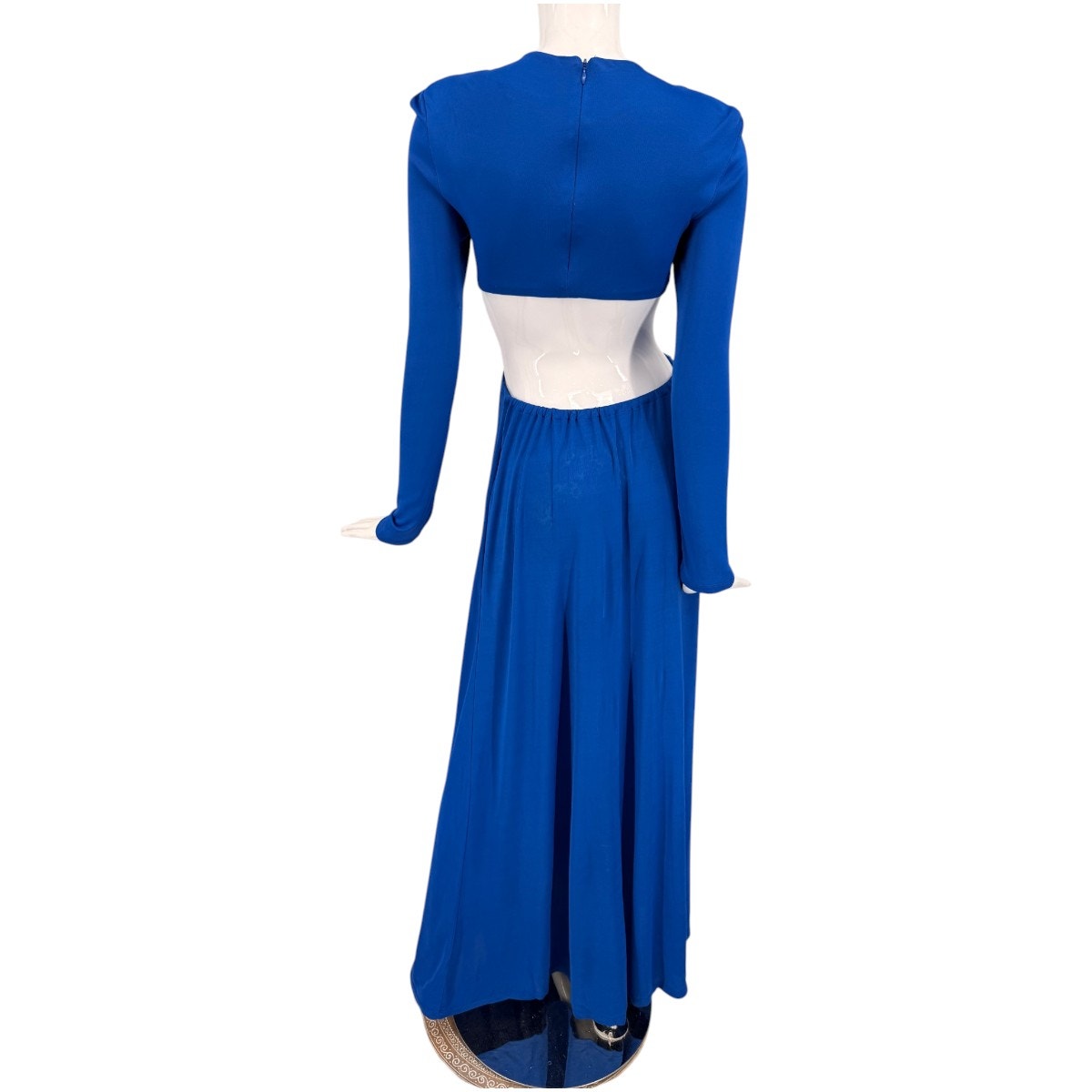 Farm Rio Knotted Cut-Out Round Neck Long Sleeve Maxi Dress