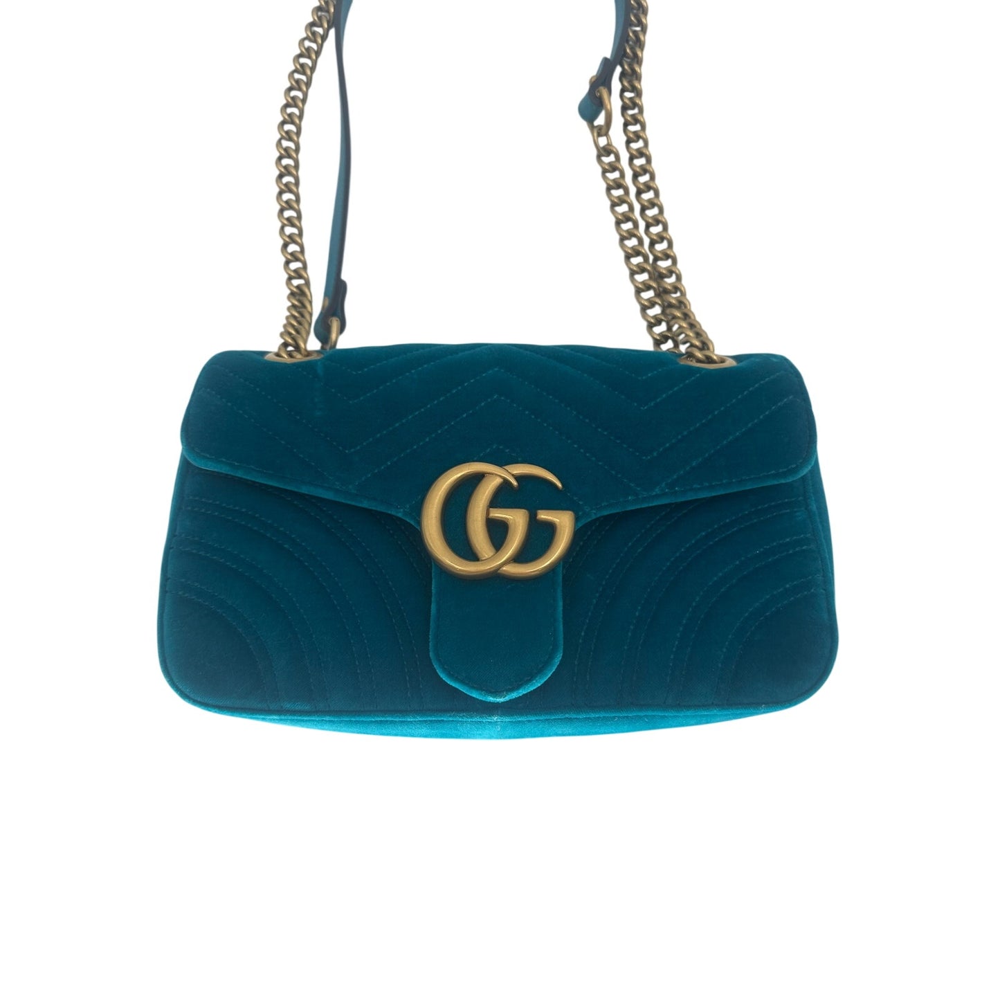 Gucci Velvet Quilted GG Marmont Chain Crossbody Bag