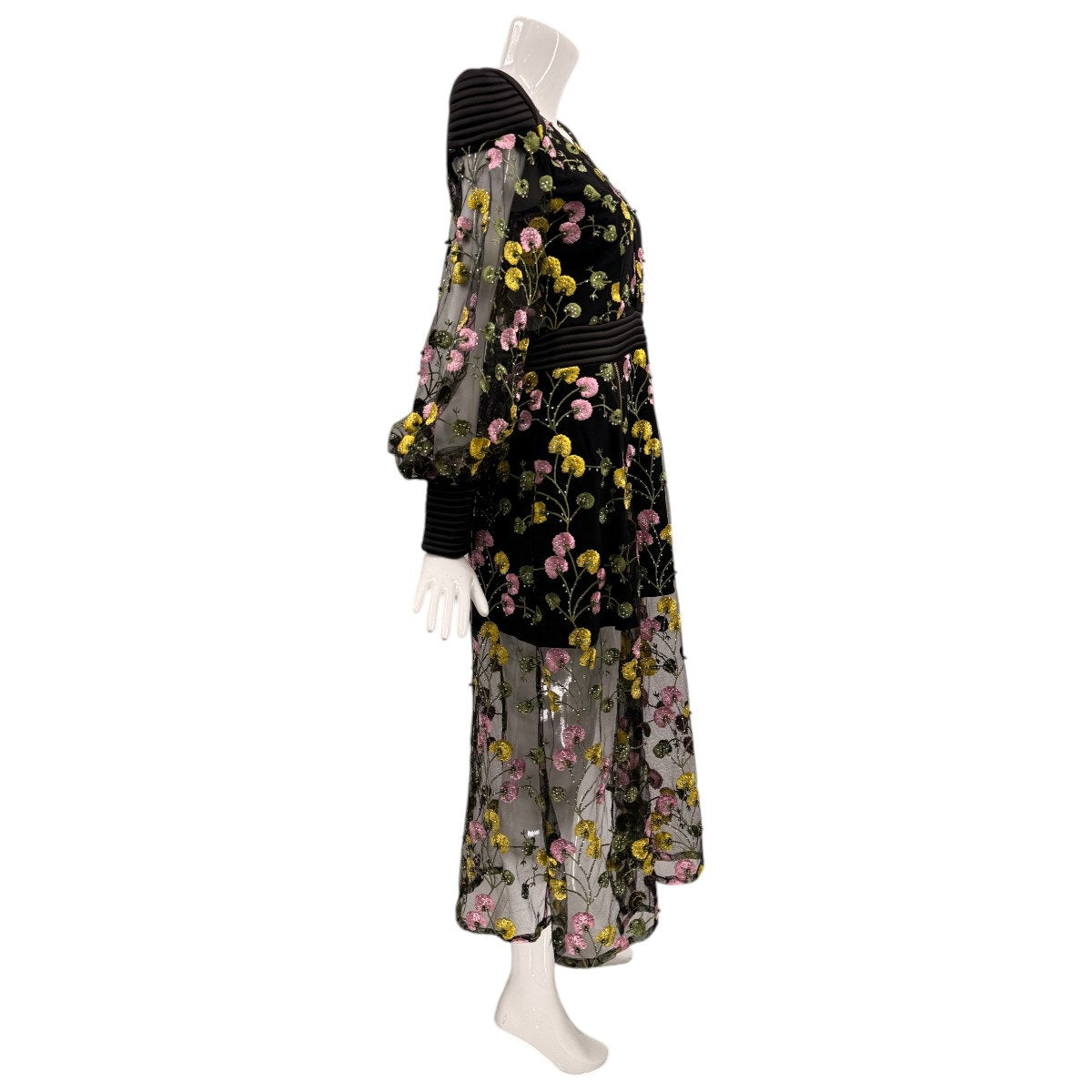 Zhivago Mesh Lace Trim White Rabbit Floral Midi Dress
