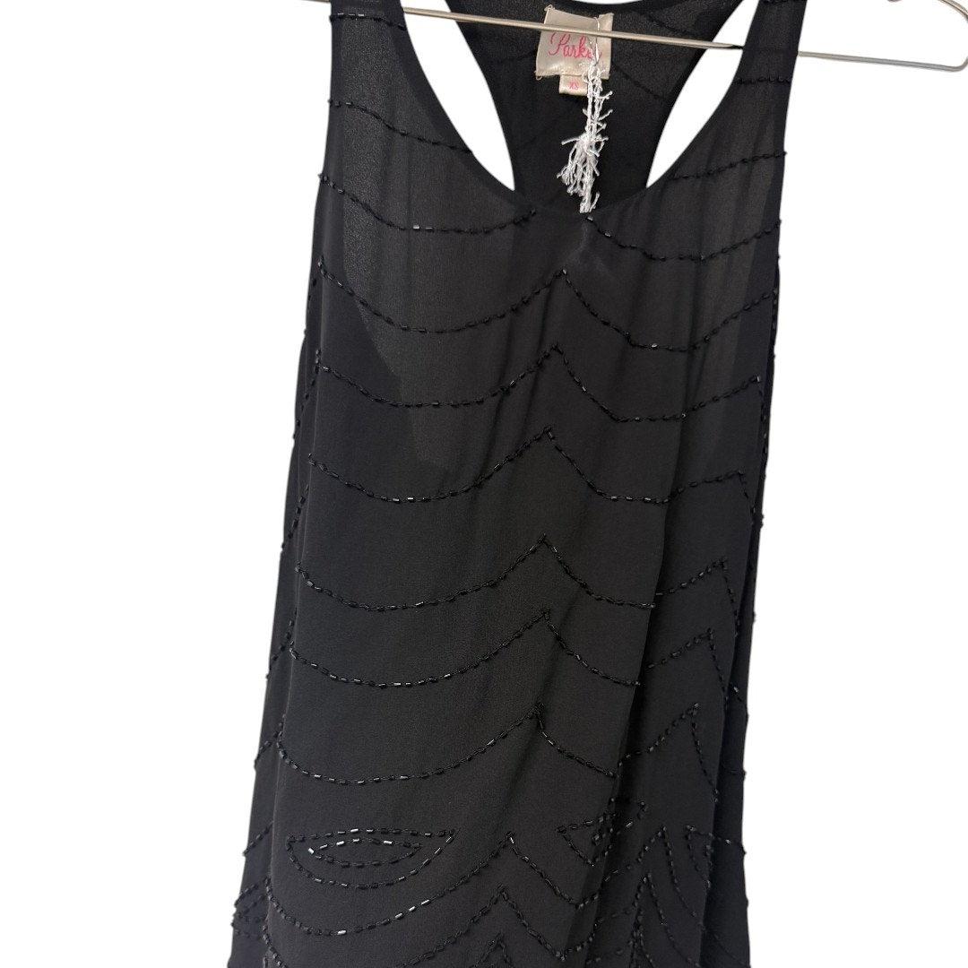 Parker Black Beaded Accent Racerback Tank Top Women's Size XS
