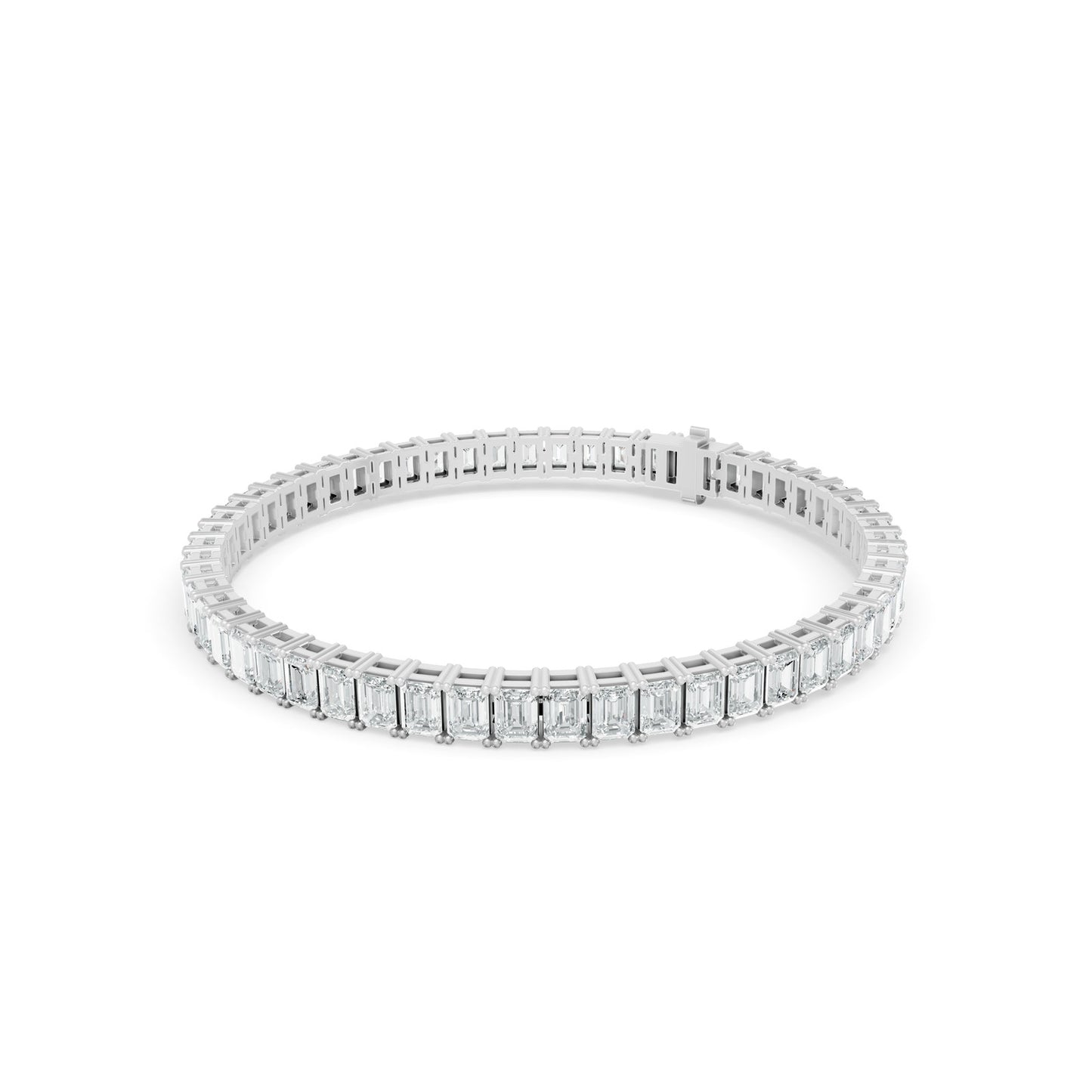 10.08 ctw Diamond Emerald Braclate 14K White Gold Tennis Bracelet