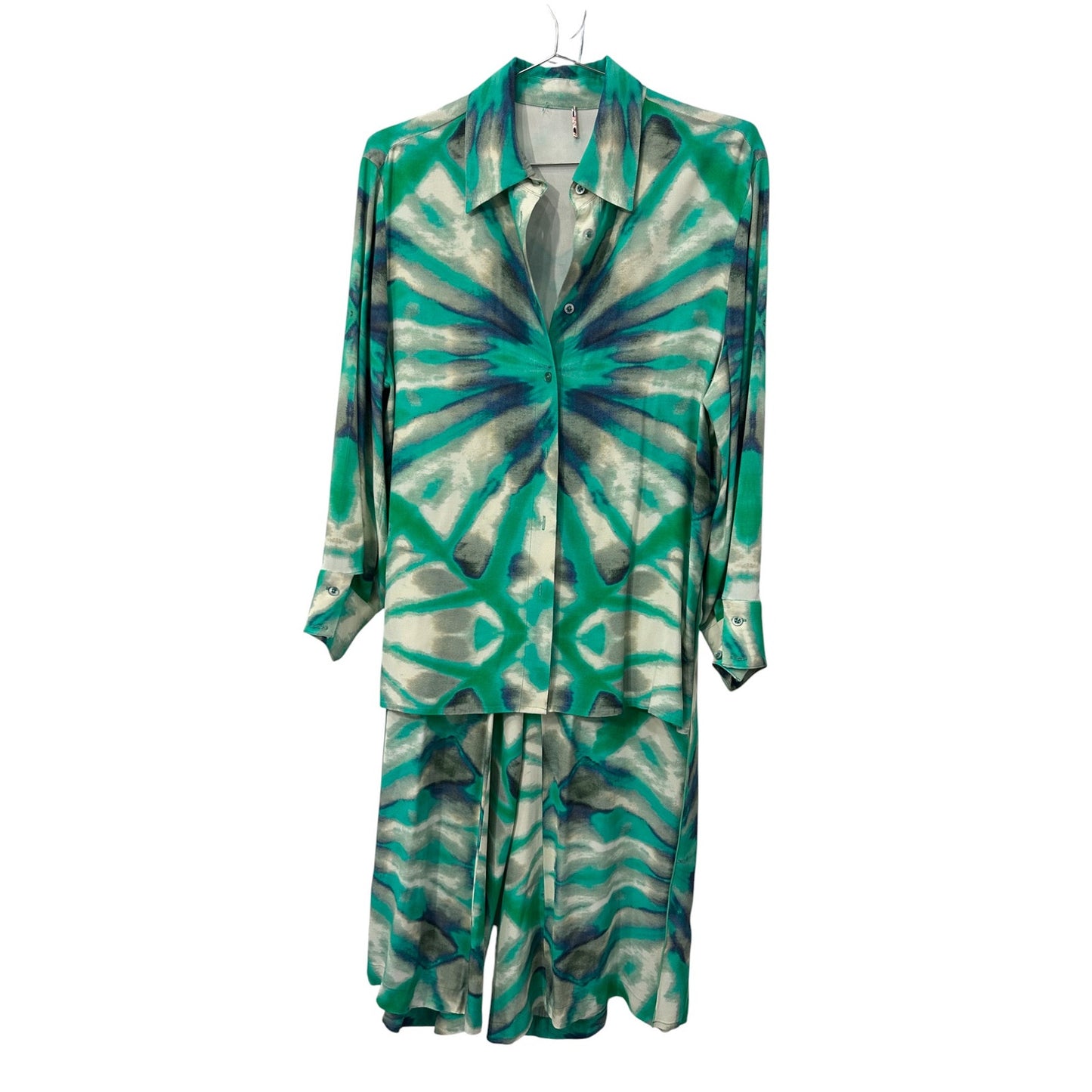 Alexis Tie Dye Eres Button-Up Top Wide Leg Andy Pants Green Kaleidoscope