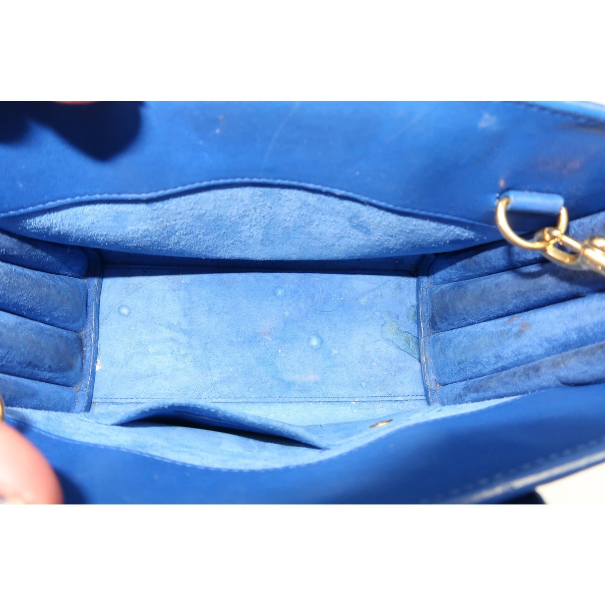 Saint Laurent Classic Sac De Jour Tote Bag Blue Leather Logo Accent