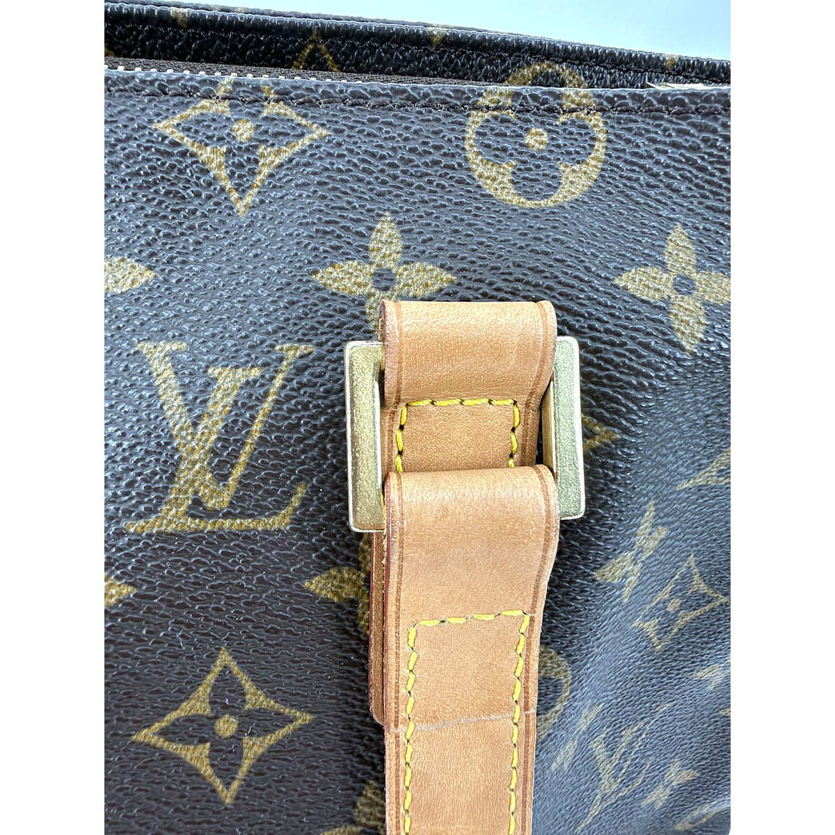 Louis Vuitton Cabas Piano Monogram Canvas Tote M51148 Vachetta Shoulder Bag