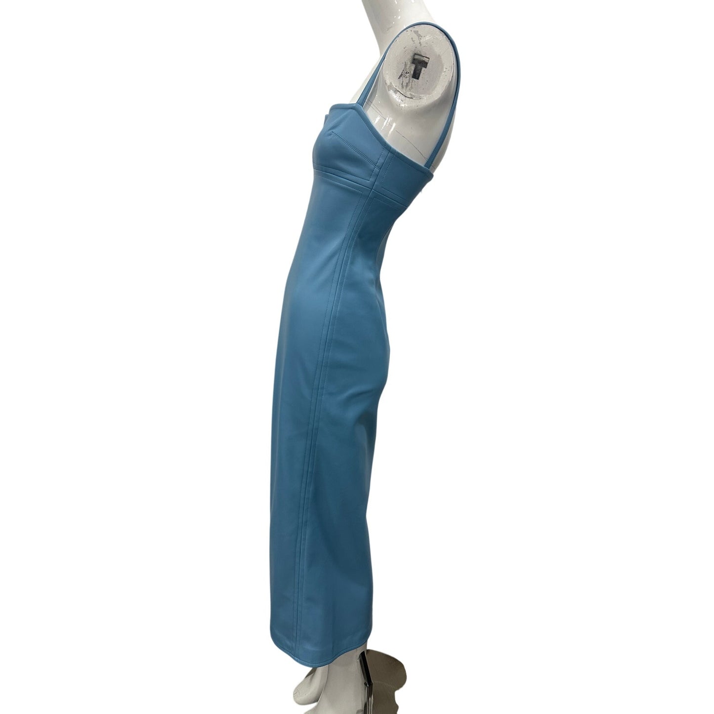 Alexis Faux Leather Camellia Sleeveless Midi Dress Blue Women's Size XS