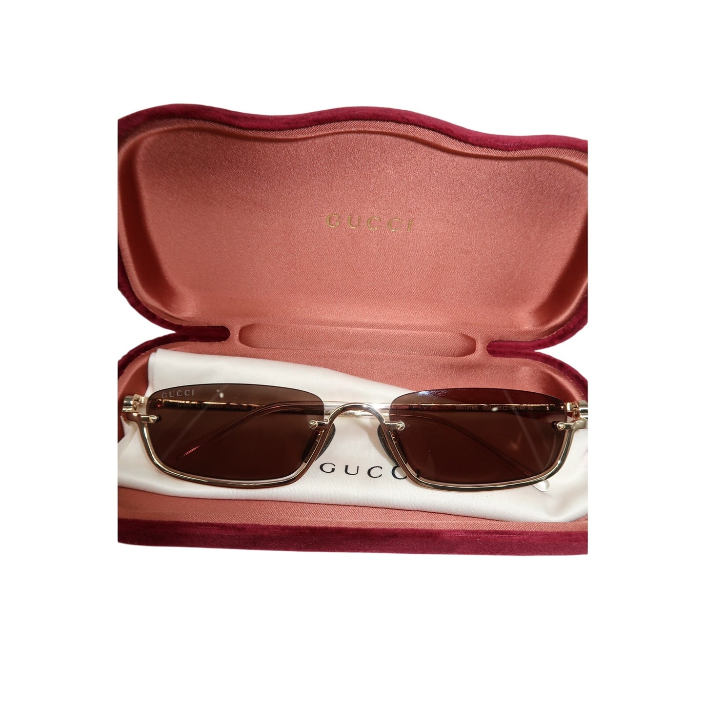 Gucci Rectangular Metal Frame Sunglasses Black