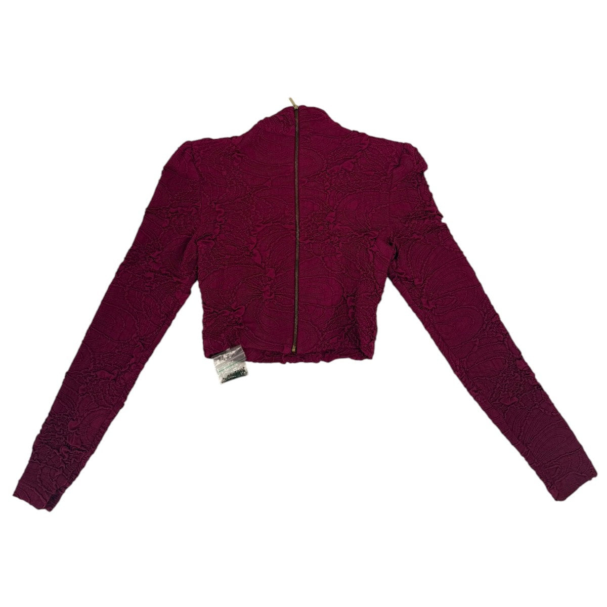 PatBO Jacquard Mock Neck Long Sleeve Cropped Top
