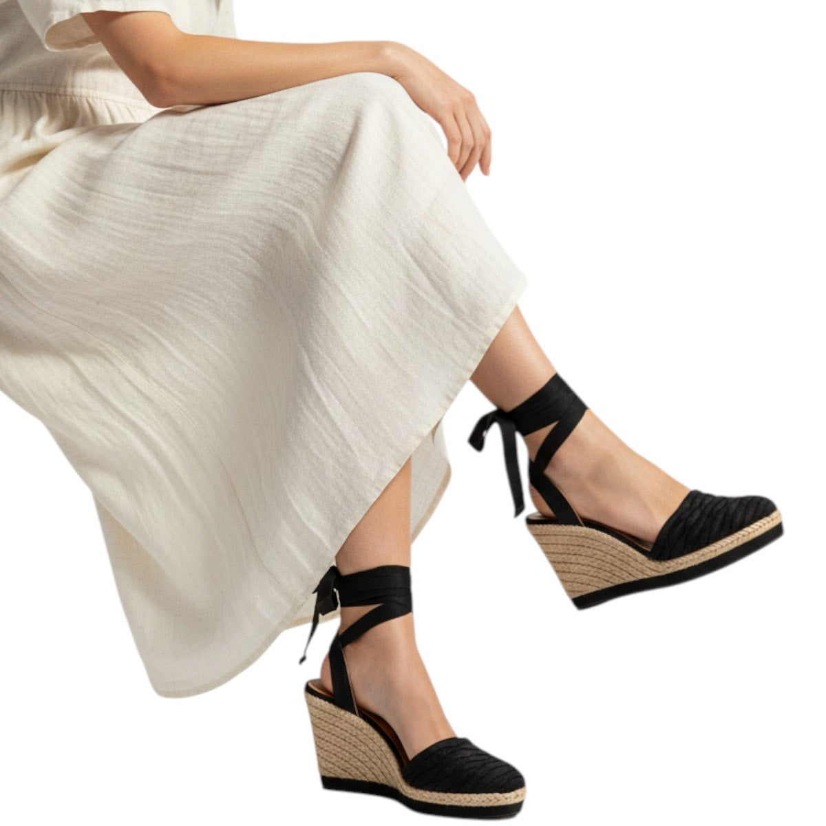 Lanvin Canvas Closed Toe Ankle Strap Wrap Wedge Espadrille Sandals