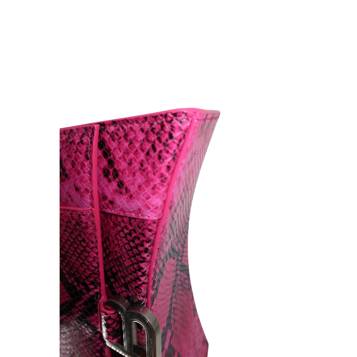 Balenciaga Calfskin Python Effect Small Hourglass Top Handle Bag
