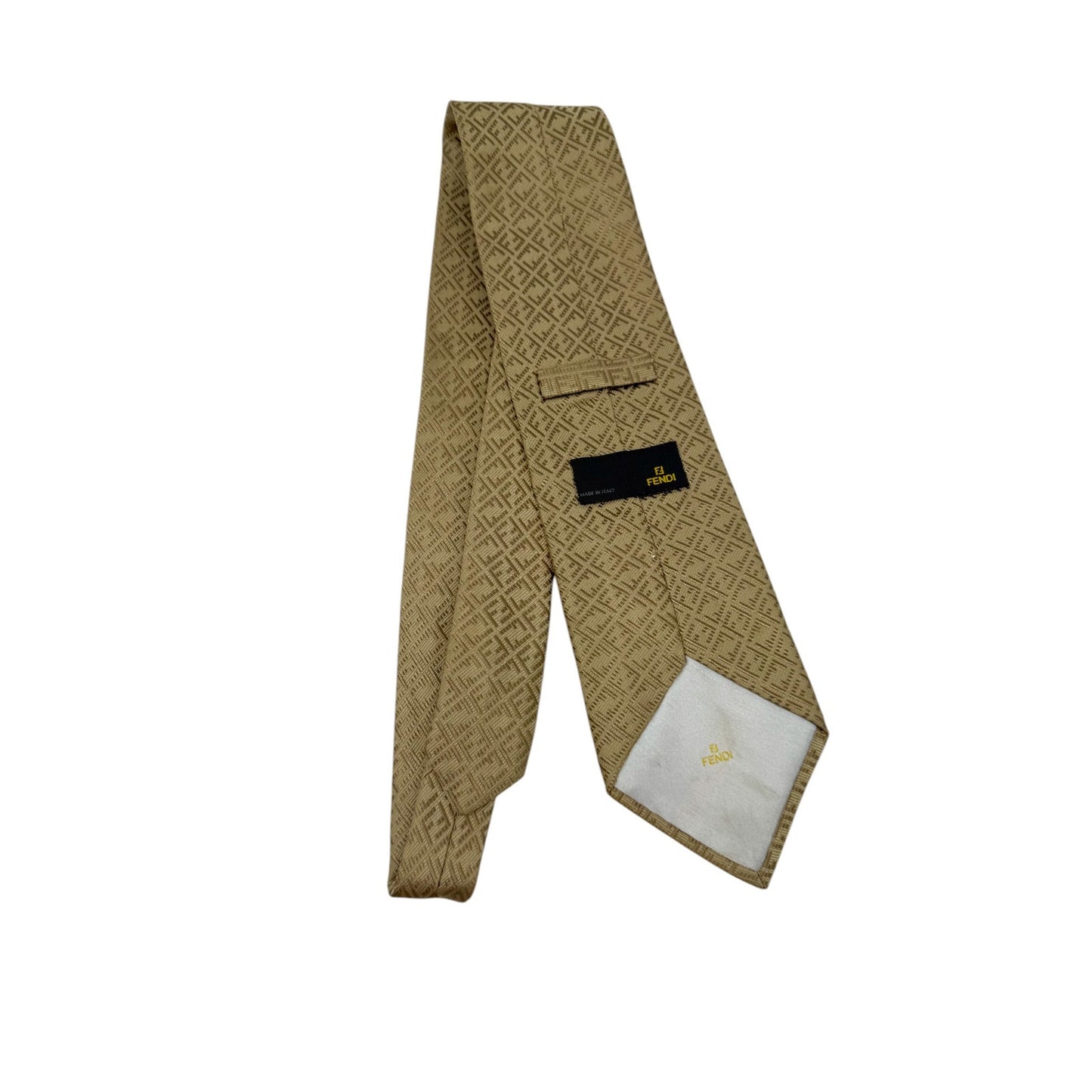 Fendi Silk FF Monogram Neck Tie Gold