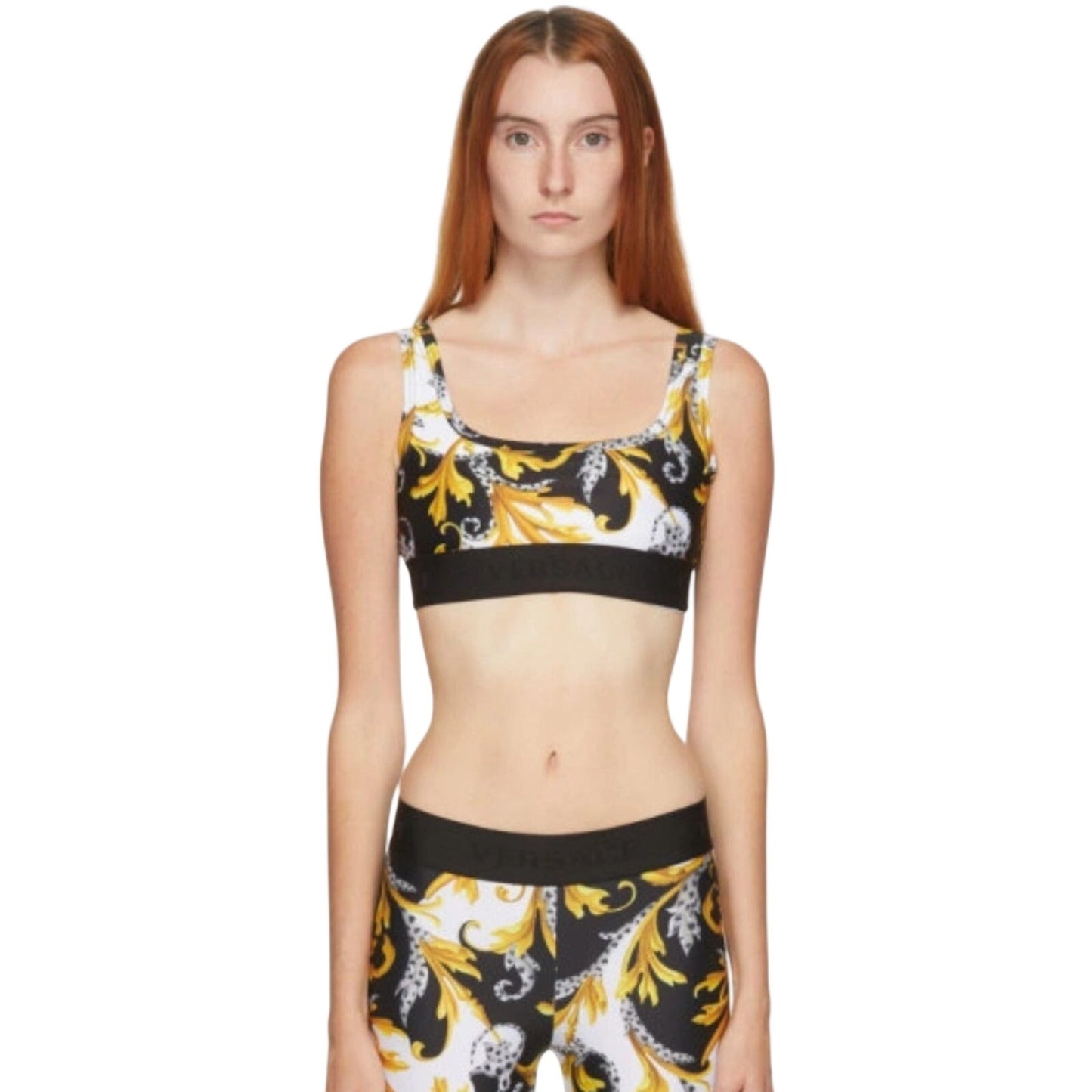 Versace Barocco Acanthus Print Sports Bra