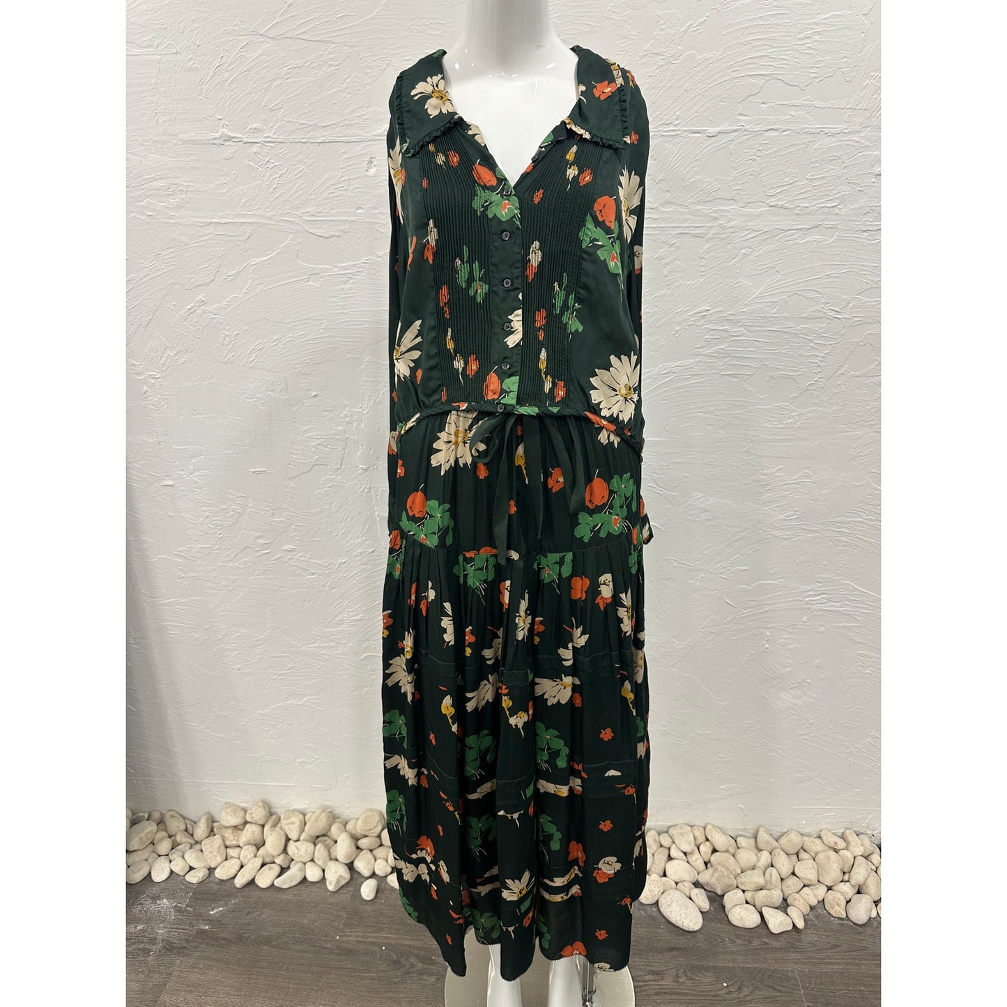 The Great Floral Print Long Sleeve Oversized Midi Dress Women's